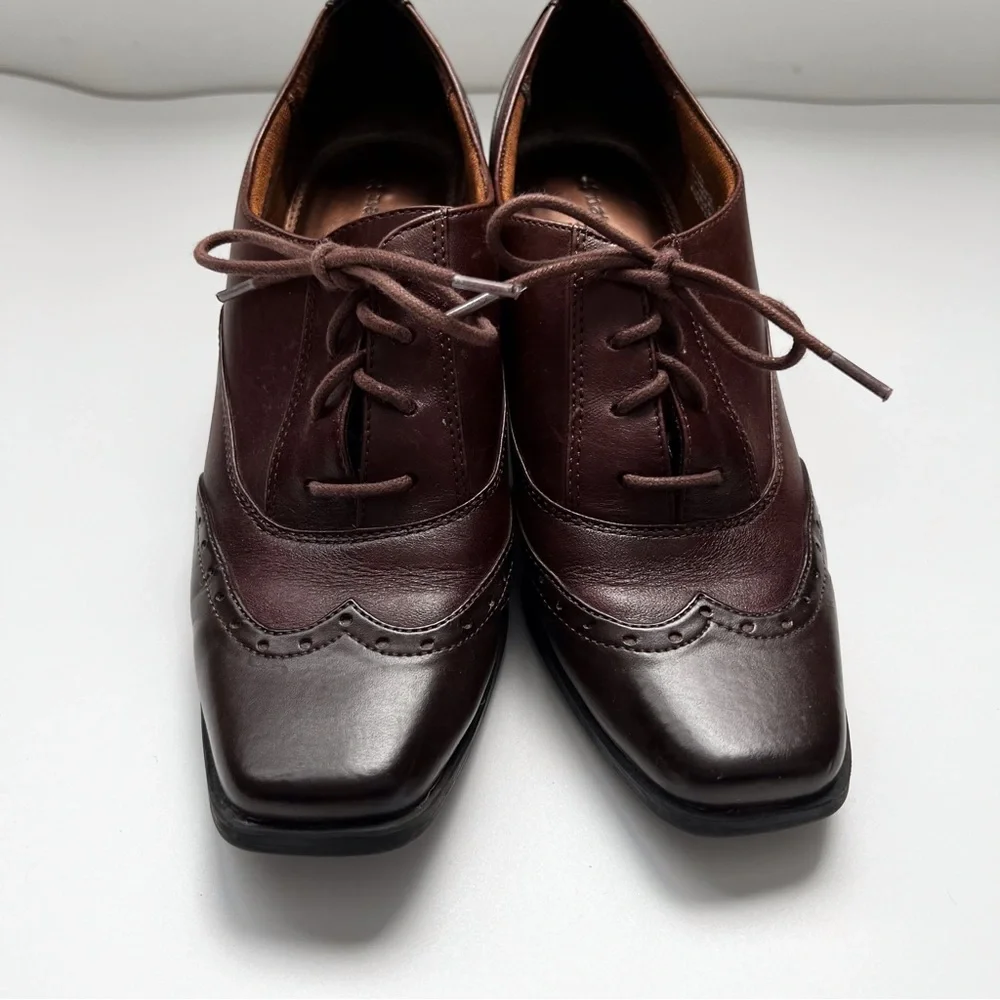 Naturalizer Safara Brown Heel Oxford Lace Up Loafer Bootie Academia Women’s 8 - Picture 2 of 12